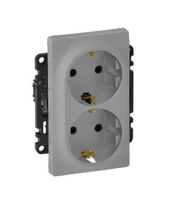 Legrand Розетка подвійна зі шторками 2К+З Valena LIFE, 16А, 250V, автоматичні клеми, алюміній, фото  | SNABZHENIE.com.ua