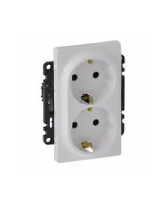 Legrand Розетка подвійна зі шторками 2К+З Valena LIFE, 16А, 250V, автоматичні клеми, білий, фото  | SNABZHENIE.com.ua