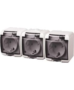 ETI Розетка, 3хSchuko RHE-3sd (димчаста кришка, IP54), фото  | SNABZHENIE.com.ua
