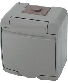 ETI Розетка, 1хSchuko, зовнішня, сіра кришка, IP54, RHE-1s-SR, фото  | SNABZHENIE.com.ua