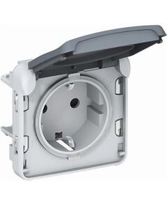 Legrand Plexo механизм розетки електр 16А, Schuko, 250В, ІР55, ІК07 c крышкой, винтов зажимы серый, фото  | SNABZHENIE.com.ua