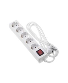 2E Мережевий фільтр 5XSchuko з вимикачем, 3G*1.5мм, 1.8м, white, фото  | SNABZHENIE.com.ua