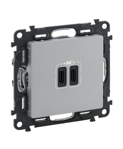 Legrand Розетка Valena LIFE USB-С + USB-С, 3А 5В, алюміній, фото  | SNABZHENIE.com.ua
