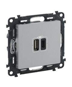 Legrand Розетка Valena LIFE USB-А + USB-С, 3А 5В, алюміній, фото  | SNABZHENIE.com.ua