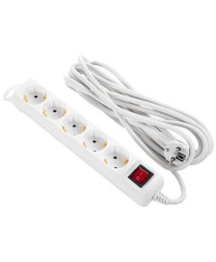 2E Мережевий подовжувач 5XSchuko з вимикачем, 3G*1.5мм, 5м, white, фото  | SNABZHENIE.com.ua