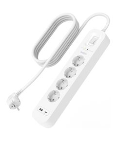 Belkin Подовжувач-фільтр мережевий 4хТип F, 3x1.5мм кв, 16А, USB-A/USB-C 18Вт, з захистом від перенапруги, 2м, білий, фото  | SNABZHENIE.com.ua