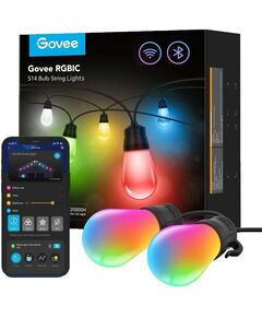 Govee Набір світодіоних ламп H7020 LEB Bulb String Lights, 15м, RGBIC/Warm White, WI-FI/Bluetooth, чорний, фото  | SNABZHENIE.com.ua