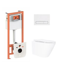 Готовое решение Qtap для ванной комнаты: подвесной унитаз Swan Ultra Quiet 520×360×320 + комплект инсталляции Nest 4 в 1 (линейная клавиша White), фото  | SNABZHENIE.com.ua