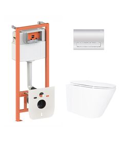Готовое решение Qtap для ванной комнаты: подвесной унитаз Swan Ultra Quiet 520×360×320 + комплект инсталляции Nest 4 в 1 (линейная клавиша Chrome), фото  | SNABZHENIE.com.ua