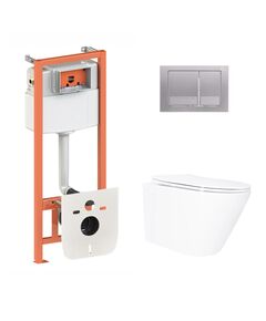 Готовое решение Qtap для ванной комнаты: подвесной унитаз Swan Ultra Quiet 520×360×320 + комплект инсталляции Nest 4 в 1 (квадратная клавиша Satin), фото  | SNABZHENIE.com.ua