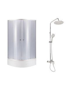 Комплект для душевой Latwa: Душевая кабина LLSC9090SATMIDGR2SET+Душевая система на 3 потребителя LDLAT1030CRM45417, фото  | SNABZHENIE.com.ua