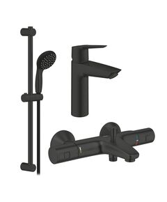 Набор смесителей 3 в 1 для ванной комнаты Grohe QuickFix Start Black UA303304TM, фото  | SNABZHENIE.com.ua