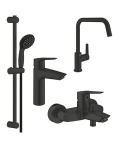 Набор смесителей 4 в 1 для ванной комнаты и кухни Grohe QuickFix Start Black M-Size UA303301MK, фото  | SNABZHENIE.com.ua
