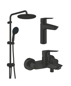 Набор смесителей 3 в 1 для ванной комнаты Grohe QuickFix Start Black UA303305RM, фото  | SNABZHENIE.com.ua
