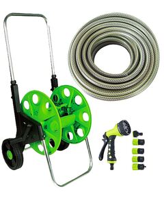 Катушка со шлангом MASTERTOOL ½" 50 м с телескопической ручкой на колесах 92-8800, фото  | SNABZHENIE.com.ua