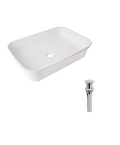 Комплект Qtap Virgo N: Раковина накладная 560x380x130 мм, White, прямоугольная + Донный клапан Pop-up PU02, фото  | SNABZHENIE.com.ua