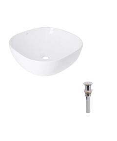 Комплект Qtap Kolibri: Раковина накладная 425x425x140 мм, White, квадратная + Донный клапан Pop-up PU02, фото  | SNABZHENIE.com.ua