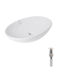 Комплект Qtap Dove: Раковина накладная 635x420x150 мм, White, овальная + Донный клапан Pop-up PU02O, фото  | SNABZHENIE.com.ua