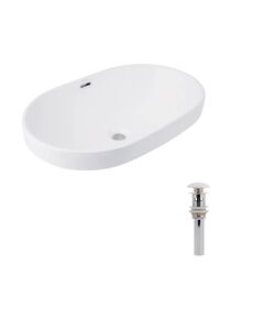 Комплект Qtap Leo: Раковина врезная 610x405x185 мм, White, овальная + Донный клапан Pop-up PU02O, фото  | SNABZHENIE.com.ua