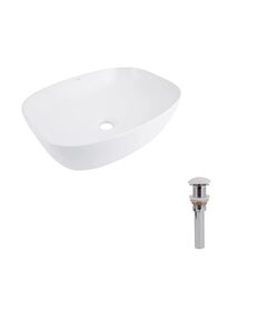 Комплект Qtap Cardinal: Раковина накладная 500×380×140 мм, White, овальная + Донный клапан Pop-up PU02, фото  | SNABZHENIE.com.ua