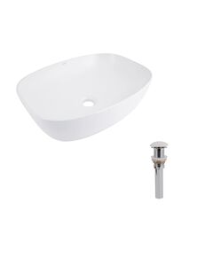 Комплект Qtap Cardinal: Раковина накладная 600x380x140 мм, White, овальная + Донный клапан Pop-up PU02, фото  | SNABZHENIE.com.ua