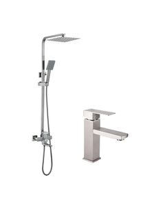 Акционный набор Lidz Kubis: Душевая система 1030 Nickel + Смеситель 001F Nickel в подарок, фото  | SNABZHENIE.com.ua
