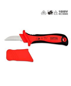 Изолированный кабельный нож 1000V VDE с прямым лезвием TOPTUL SFAA5020V4, фото  | SNABZHENIE.com.ua