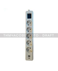 Подовжувач-фільтр мережевий 2E 5xТип F, 3x1.5мм кв, 16A, 1xUSB-A, 1xUSB-C, з захистом від перенапруги, 3м, білий, фото  | SNABZHENIE.com.ua
