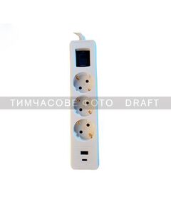 Подовжувач-фільтр мережевий 2E 3xТип F, 3x1.5мм кв, 16A, 1xUSB-A, 1xUSB-C, з захистом від перенапруги, 3м, білий, фото  | SNABZHENIE.com.ua