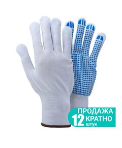 Перчатки трикотажные с точечным ПВХ покрытием р9 (белые, манжет) КРАТНО 12 парам SIGMA (9442421), фото  | SNABZHENIE.com.ua