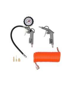 Набір пневматичних аксесуарів YATO: пістолет для накачування, для продування, шланг та 3 насадки, фото  | SNABZHENIE.com.ua