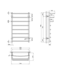 Полотенцесушитель водяной Kroner KRP Prima WT900x500-8, фото  | SNABZHENIE.com.ua