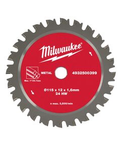 Диск пильный для труб металлических  MILWAUKEE, FPCSB Ø115х12х1,6мм, 24зуба (для M18 FPCS), фото  | SNABZHENIE.com.ua