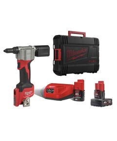 Заклепочник аккумуляторный MILWAUKEE M12 BPRT-422X, Øзакл.2,4-4,8мм (ЗУ+1ак.Х2Ач+1ак.Х4Ач+HDкейс), фото  | SNABZHENIE.com.ua