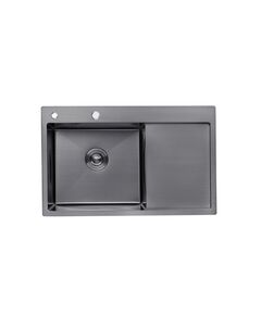 Кухонна мийка Kroner KRP Schwarze 7849LHM PVD (3,0/1,0 мм), фото  | SNABZHENIE.com.ua
