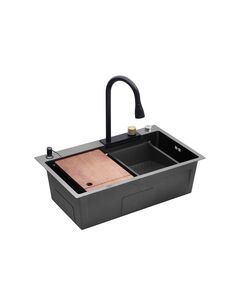 Кухонна мийка Kroner KRP Schwarze SET7546HM PVD (3.0/0.7 мм), фото  | SNABZHENIE.com.ua