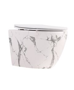 Унитаз подвесной Robin Ultra Quiet 490×365×325 мм, Marble, с сиденьем Slim Duroplast / Soft-close / Quick Release QT13332381АSMR Qtap, фото  | SNABZHENIE.com.ua