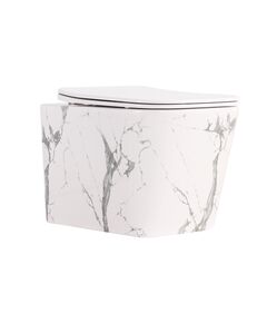 Унитаз подвесной Tern Ultra Quiet 490×365×325 мм, Marble, с сиденьем Slim Duroplast / Soft-close / Quick Release QT17332303ASMR Qtap, фото  | SNABZHENIE.com.ua
