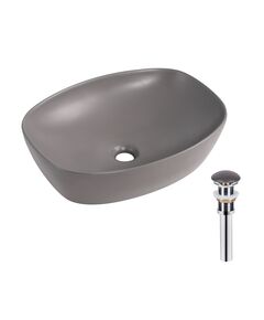 Раковина накладная Qtap Robin 500х380х140 мм, Stone grey, прямоугольная, с донным клапаном QT04116302SG, фото  | SNABZHENIE.com.ua