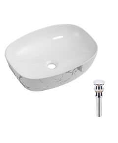 Раковина накладная Qtap Robin 500х380х140 мм, Marble, прямоугольная, с донным клапаном QT04116302MR, фото  | SNABZHENIE.com.ua