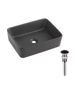 Раковина накладная Qtap Tern 480x370x135 мм, Anthracite, прямоугольная, с донным клапаном QT17116069AN, фото  | SNABZHENIE.com.ua