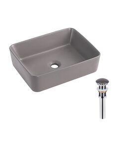 Раковина накладная Qtap Tern 480x370x135 мм, Stone grey, прямоугольная, с донным клапаном QT17116069SG, фото  | SNABZHENIE.com.ua