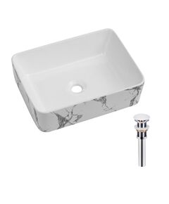 Раковина накладная Qtap Tern 480x370x135 мм, Marble, прямоугольная, с донным клапаном QT17116069MR, фото  | SNABZHENIE.com.ua