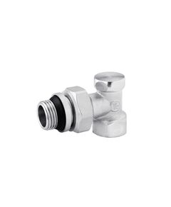 Кран радіаторний нижній кутовий Karro Super 1/2 нікельований KR-329, фото  | SNABZHENIE.com.ua