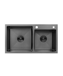 Кухонна мийка Kroner KRP Schwarze 7843ZHM PVD (3,0/1,0 мм), фото  | SNABZHENIE.com.ua