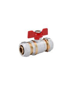 Кран шаровий металопластиковий Karro 20х20 бабочка, нікельований, фото  | SNABZHENIE.com.ua