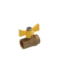 Кран шаровий STA 1/2 ВВ PN30 з жовтою бабочкою, латунний, фото  | SNABZHENIE.com.ua