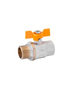 Кран шаровой газовый Karro Standart+ 3/4 ВН PN40 с желтой бабочкой, никель, фото  | SNABZHENIE.com.ua