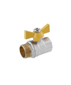 Кран шаровий STA 3/4 ВН PN30 з жовтою бабочкою, нікельований, фото  | SNABZHENIE.com.ua