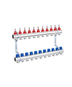 Колектор STA на 11 виходів 1х3/4, без євроконусів, нікельований, фото  | SNABZHENIE.com.ua